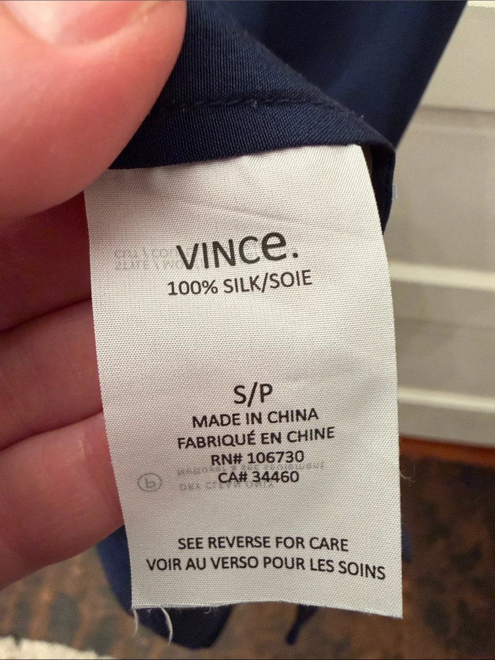 Vince 100 percent Silk Navy Tunic Dress Quiet Luxury Minimalist Oversized S